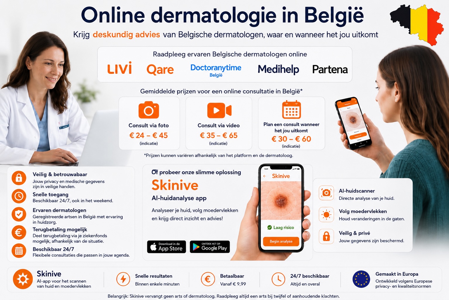 Online dermatologen in Belgie